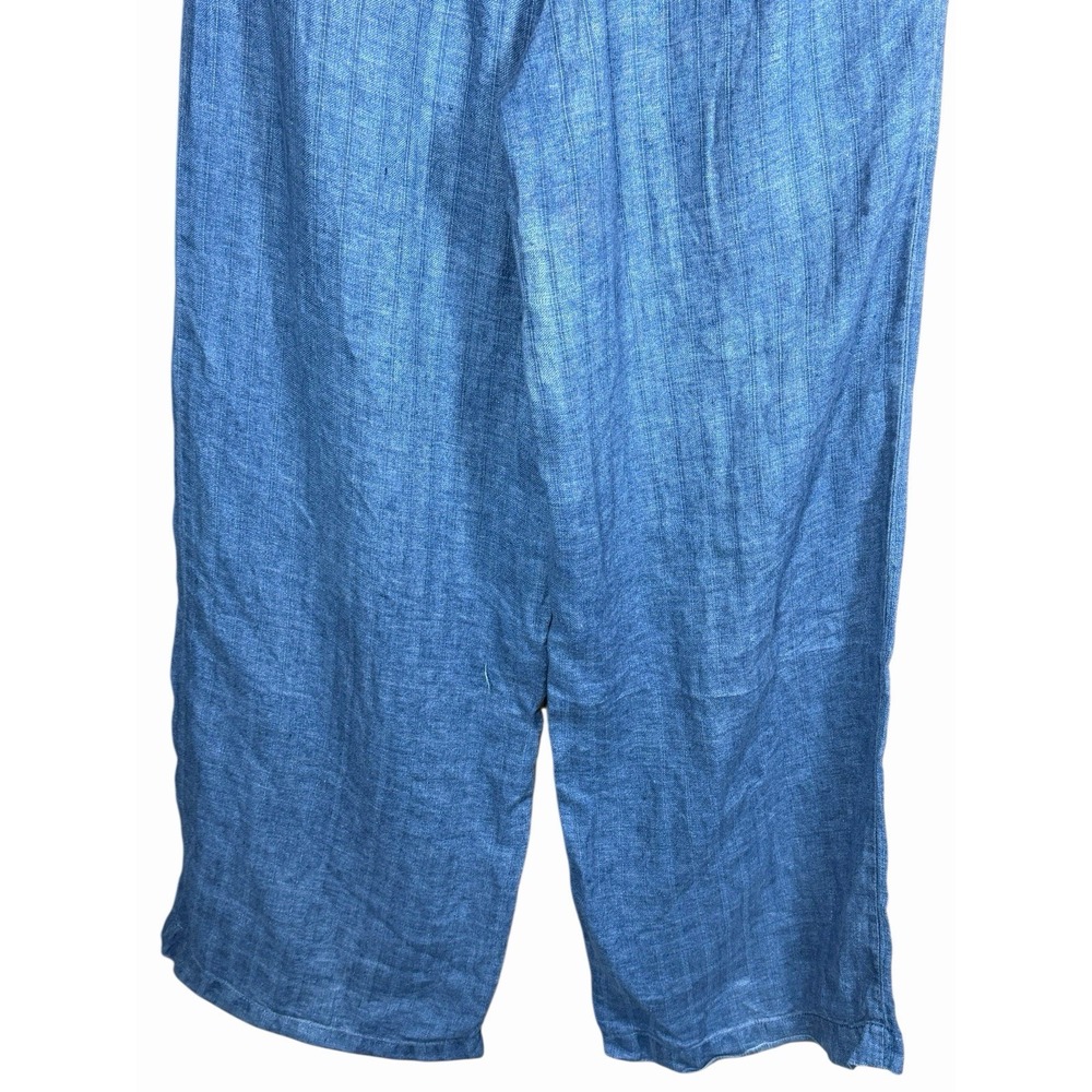 Lauren Ralph Lauren Blue Linen Pants Womens 10 Wide Leg Coastal Resort Chic - Picture 11 of 13